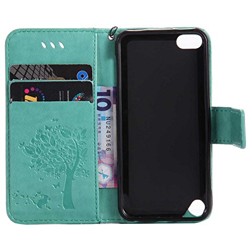 iPod Touch 5th / 6th Generation Wallet Case, UNEXTATI Leather Flip Cover Case with Kickstand Feature for Apple iPod Touch 5th / 6th Generation (Green #11) - Thumbnail 2