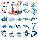 Konsait Temporary Tattoos For Kids 120 Pcs Luminous Tattoos Stickers Unicorn Mermaid Pirate Dinosaur Butterfly Car Space Shark Autobots Animal Tattoos For Girls Boys Party Favors Supplies