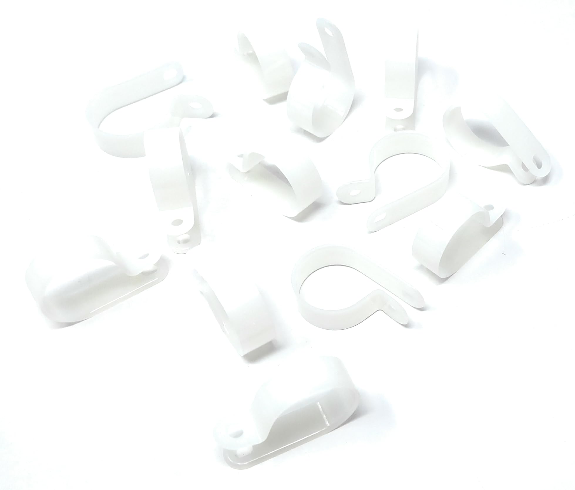 100pcs. P-Clips Plastic Nylon for Hose, Pipe, Cable, Wire, Tubing Wall Clamp Mount (White, 19.4mm)
