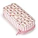 BTSKY Floral Pencil Case with Compartments -High Capacity Double Layers Pencil Pouch Stationery Organizer Multifunction Cosmetic Makeup Bag, Perfect Holder for Pencils and Pens (Pink)