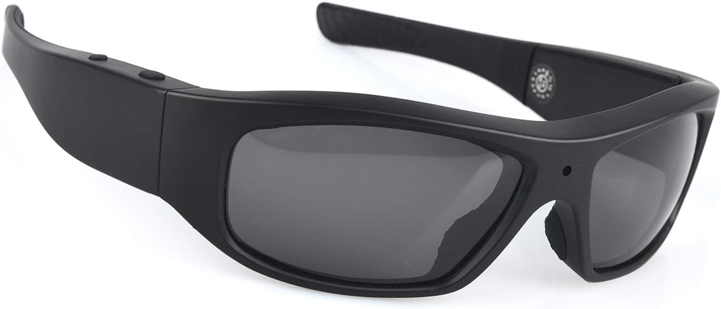 Forestfish Camera Sunglasses Video Recording Glasses 1080P with 16GB TF Card, Black