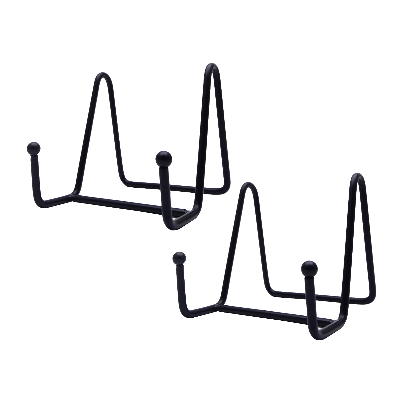 Funnytek 2PCS 3 inch Plate Stands - Metal Frame Holders for Photo, Pictures, Decorative Plate Dish and Tabletop Art, Black