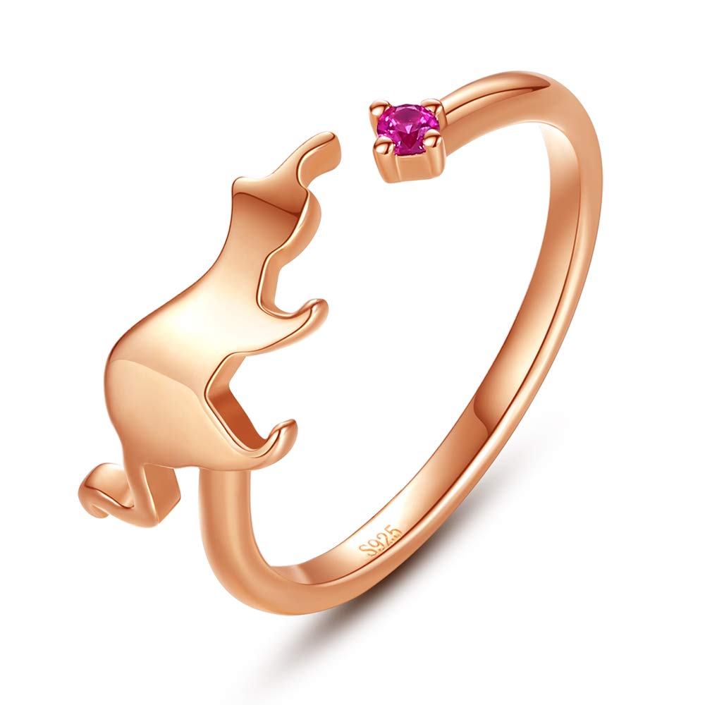 VIKI LYNN Cat Ring with Cubic Zirconia Sterling Silver Open Adjustable Rings for Women Rose Gold