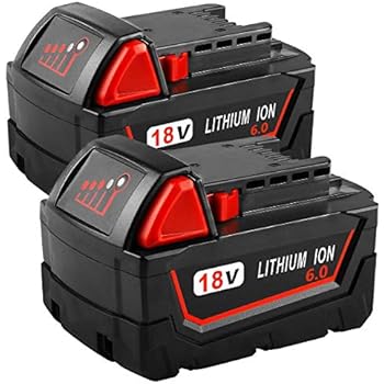 2Pack 6.0Ah 18V Replacement Battery for Milwaukee M18 Lithium Battery XC 48-11-1850 48-11-1840 48-11-1815 48-11-1820 48-11-1852 48-11-1828 48-11-1822 48-11-1811 Cordless Tool Batteries