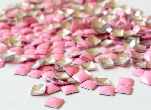 100pc Square Hot Neon Metal Studs 3mm 3D Acrylic Nail Art Decoration Cellphone Case (High Quality) USA SELLER! FAST SHIPPING! (Neon Tiffany Pink)