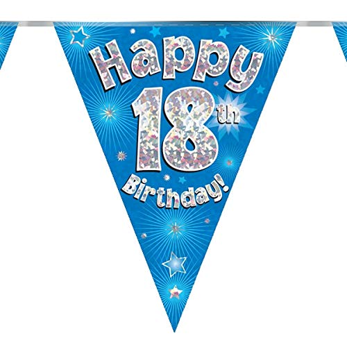 18th Birthday Blue Birthday Party Flag Banner Bunting Age 18