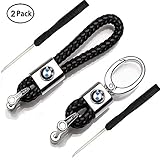 VILLSION 2Pack Genuine Leather Car Logo Keychain for BMW Key Chain Accessories