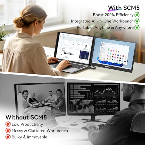 Blackview Laptop Screen Extender, 14" 1080P FHD IPS Portable Monitor, Ultra-Slim Travel Dual Monitor Fit for 13"-17.3" Laptops, USB-C Plug &Play Extended Screen for Windows/Mac/Android/Switch