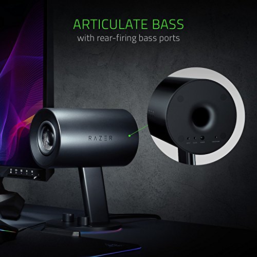 Razer Nommo Chroma - Computer Speakers, Rear Bass Ports for Full Range Gaming & Sound Immersion - Custom Woven Glass Fiber 3in Drivers (Renewed)