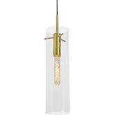 AFX Vista 1-Light Pendant - Clear Glass Shade - Light Antique Brass Finish