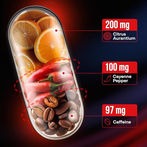 Pro BRN Fat Burner – 90 Vegan Capsules with Caffeine, Green Tea, Cayenne & Citrus Aurantium – Metabolism, Energy & Appetite Support for Women & Men – 45 Day Supply, Made in UK