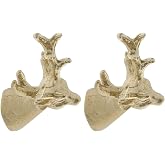 DIYEAH Deer-Head Cabinet Knob Copper 2 pieces 4 X 3 X 1.9 cm | for Cabinet Doors and Drawers, Also Suits Dressers and Wardrobes, Screw-in Installation, Golden Color