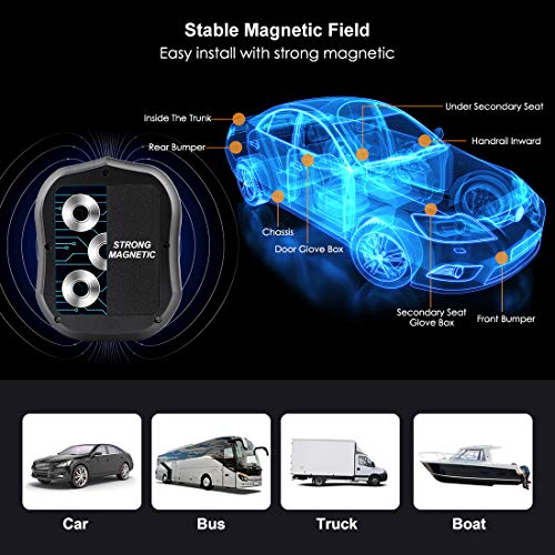 GPS Car Tracker-3G Real Time Accurate Locator Device Tracking for Car Motorcycle Truck Vehicle Van Free Fee Strong Magnet Monitoring Waterproof Worldwide Anti-Lost Geo-Fence Remove Alarm TK905
