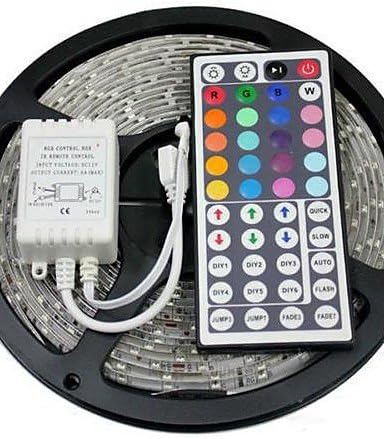 HJLHYL Waterproof 5M 150X5050 SMD RGB LED Strip Light with 44Key Remote Controller (DC12V)