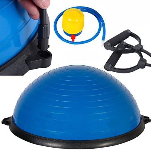 SurSector Blue 23" Yoga Ball Balance Trainer Yoga Fitness Pilates Strength Exercise Resistance Bands, New Blue W/ Air Pump by SurSector