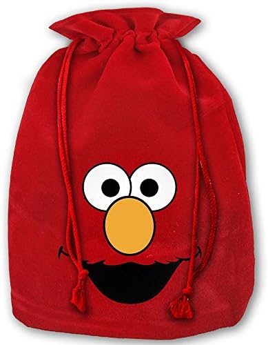 Sesame Street Elmo Face Drawstring Christmas Gift Sacks Made Of Pleuche And Sponge Velvet By Gift Boutique