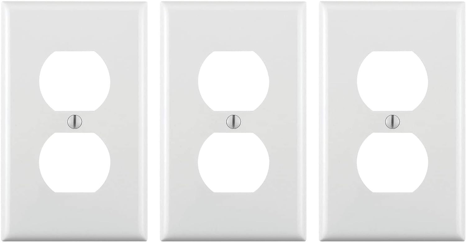 Leviton 80703-W 1-Gang Duplex Device Receptacle Wallplate, Standard Size, Thermoplastic Nylon, Device Mount, White, 1 Pack - Outlet Plates - 