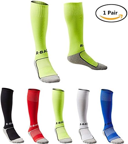 Kids Long Soccer Socks Sports Team Tube Compression Stockings Knee High Football Socks (Fluorescent green)