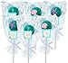 12pack Pink Purple Teal Edible Seahorses Starfish Shells Shimmer Sugar Cake with 12 SeaShell STickers