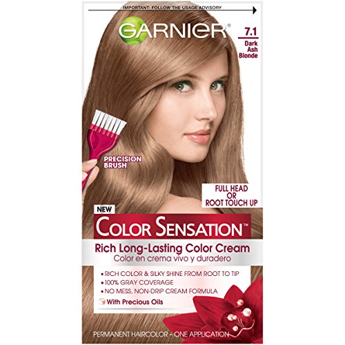 Garnier Hair Color Sensation Rich Long-Lasting Color Cream, 7.1 Dark Ash Blonde