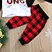 YOUNGER STAR Christmas Babys 1st Birthday Outfits T-Shirt with Red Plaid Pant and Hat (White Red, 12-18 Months)