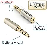 Josi Minea 3.5mm Male to 2.5mm Female Headphone Audio Adapter Jack Stereo or Mono for Apple iPhone 6/6S/6 Plus/5S/5C/5 iPad, Samsung Galaxy S7/S6/S5/S4 Note 5/4/3 Nokia & most Smartphones & Tablets