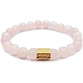 Morchic 8mm Genuine Gemstone Stretch Bracelet for Women Men Unisex, Natural Energy Crystal Stone Beads, Classic Simple Design Cuff Birthday Gift 7.5 Inch