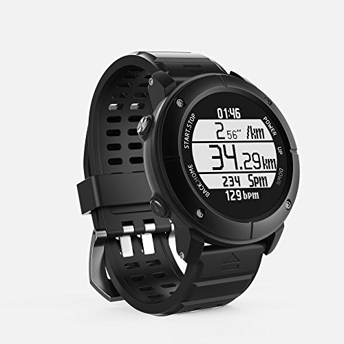 Smart Watch,Outdoor sports running IP68 waterproof The treadmill Watch with Global PositioningThe System,Heart Rate,Compass,Pedometer for IOS Iphone,Android (Black-80C)