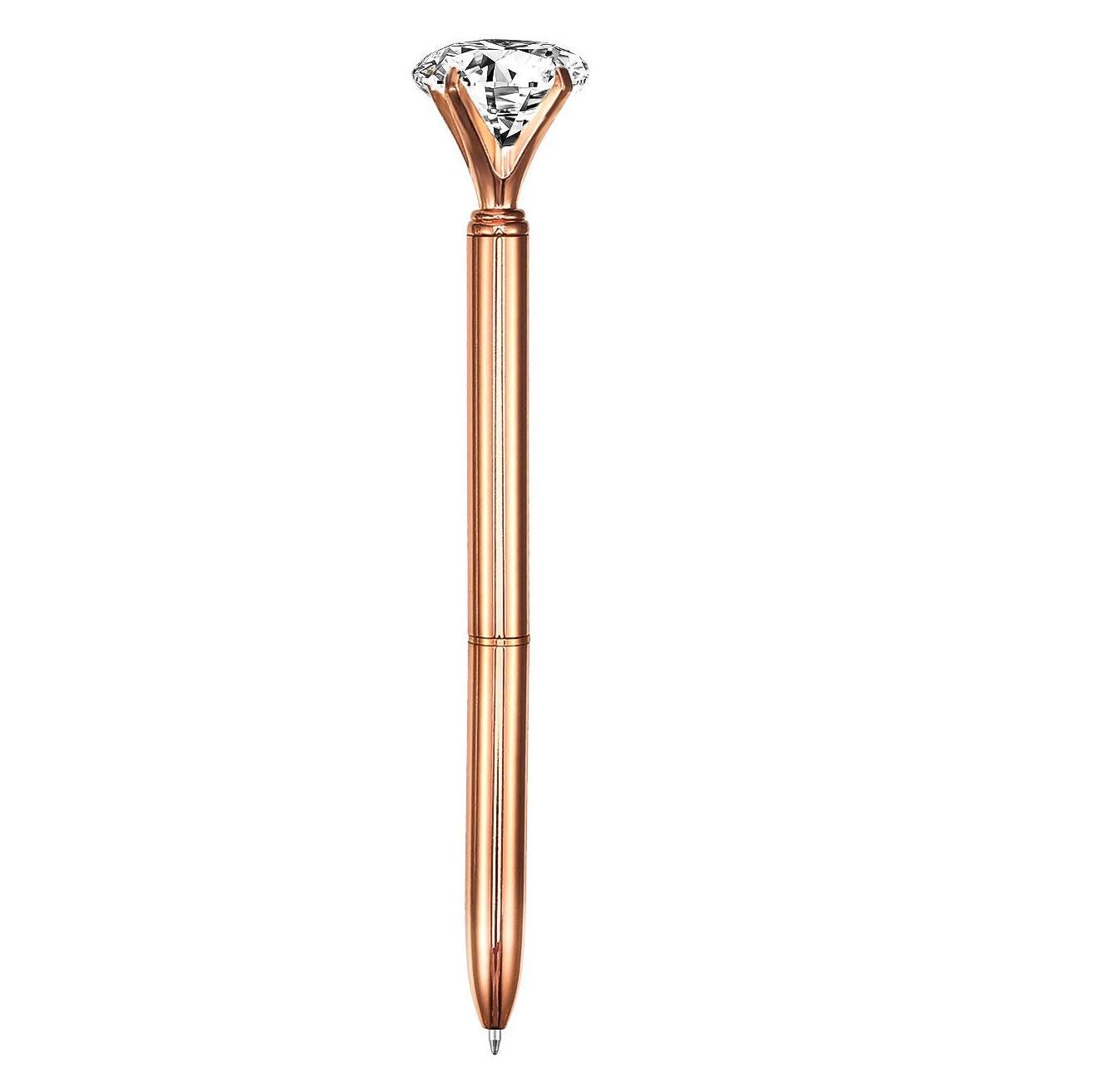 BellaMira Lifestyle Accessories Crystal Ballpoint Pen - Rose Gold Silver Ivory - Fashionable Contemporary Stationery Home Office Use Gift - Sent In Protective Pouch (Rose Gold 'Sunshine')