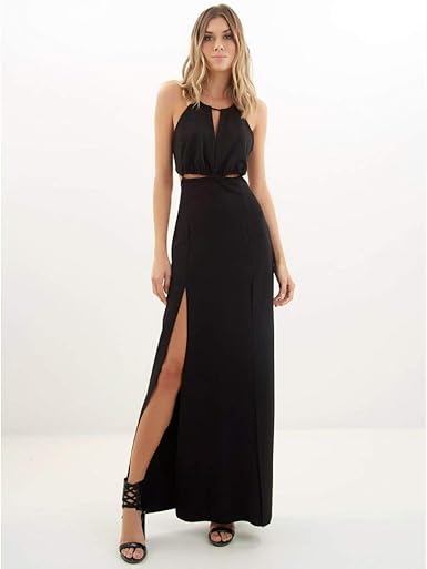 vestido longo preto gg