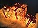 Lighted Burlap Floral Gift Boxes Presents Outdoor Christmas Decoration Set of 3