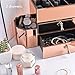 Beautify Large Mirrored Rose Gold Glass Cosmetic Makeup Storage Organizer and Jewelry Box with 2 Drawers and 7 Sections with Silver Handles