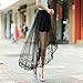 Chiffon Maxi Skirt Gothic Long Dress Gauze See Through Mesh Tulle Lace Design for Women Girl - Black