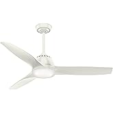 Casablanca 52 inch Indoor Ceiling Fan with LED Light and Remote Control - Standard Mount White Ceiling Fan, 3 Blades, For Bed