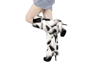 Lifenanny Women's Faux Fur Warm Fuzzy Leg Warmers, Super Soft Winter Long Boots Shoes Cuffs Covers for Party Costumes