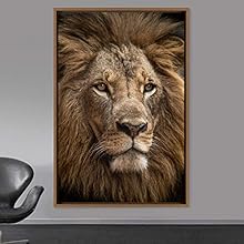 signwin Framed Canvas Wall Art Lions Animals Chic Dramatic Lion Living Room Multicolor Photography - 24x36 inches