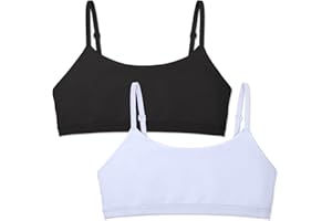 Sascina Girls Soft First Bra with Natural Fit, Training Bras for Girls 7-8, 8-10, 10-12 Cami with Double-Layer Lined Fabric