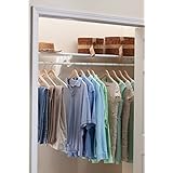 Expandable Closet Shelf and Rod - MOUNTS to 1 Side Wall (White, 65