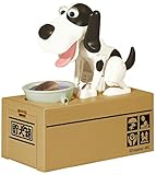 OLIA DESIGN Oliadesign My Dog Piggy Bank - Robotic Coin Munching Toy Money Box White & Black