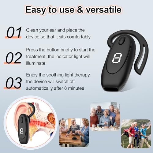 Mango Moon 8-Minute Tinnitus Relief Device,Red Light Therapy for Ears,Promotes Blood Circulation 850 nm Portable Infrared Headphones,Tinnitus Relief and Ear Canal Inflammation Relief