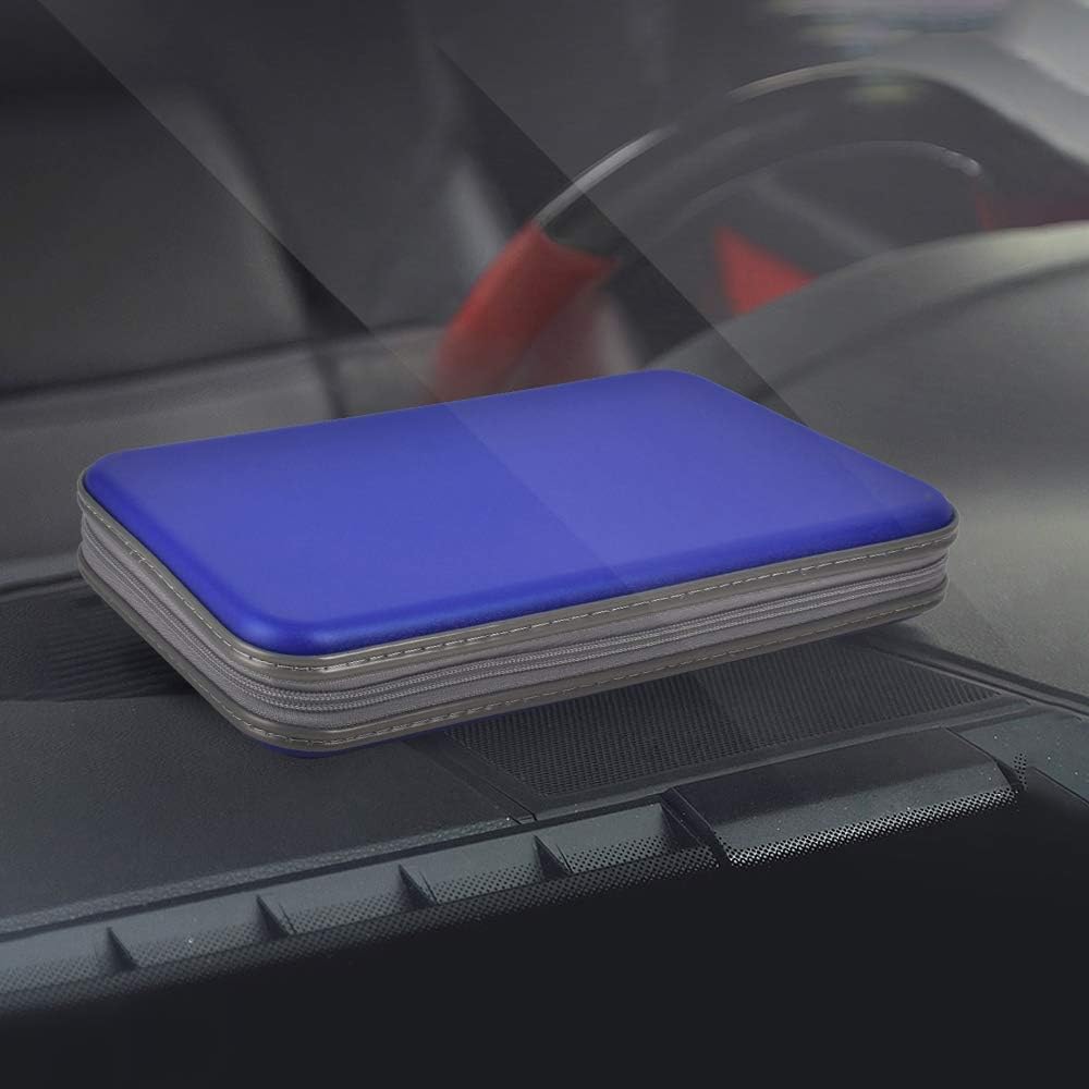 LUEYAO 80 Capacity Heavy Duty CD/DVD Wallet Binder, Car Interior Sun Visor 10 Disc CD Case, Storage, Bag, Holder, Booklet (Blue & Red): Electronics