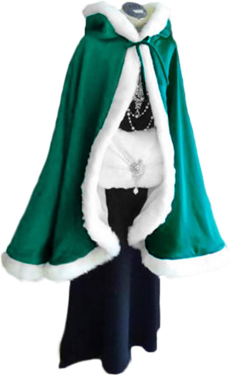 Christmas Women Red Hooded Cape Cloak Santa Xmas Velvet Hooded Cape