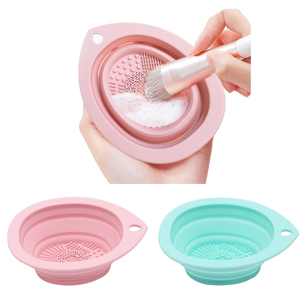 TUCANA 2PCS Silicone Foldable Makeup Brush Cleaner, Brush Scrubber Bowl, Portable Washing Tool Cosmetic Brush Cleaner (Pack of 2)