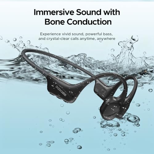 Luzglo Bone Conduction Headphones IP68 Waterproof Headphones for Swimming, Underwater Swimming Earbuds Silicone Bluetooth 5.4 Open-Ear 32GB MP3 for Running Cycling(BLACK)