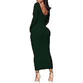 SheKiss Women's Off Shoulder Long Sleeves Bodycon Sweater Dress Sexy Knit Slim Cardigans