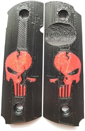 Worn Punisher 1911 Grips in Red on Black