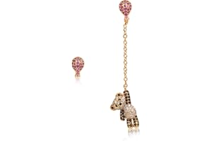 Suplight 925 Sterling Silver Asymmetric Earrings, Bear Ballon/Paper Clip Mismatch Stud Dangle Earings for Women (With a Gift Box)