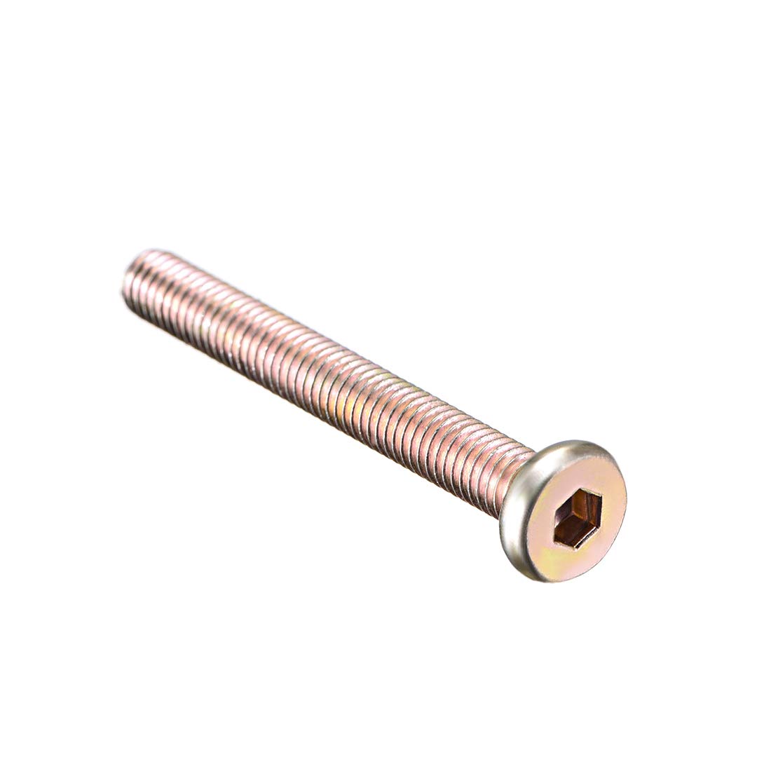 sourcing map M6x50mm Furniture Bolt Hex Socket Drive Round Head Screw Zinc Plated 10pcs