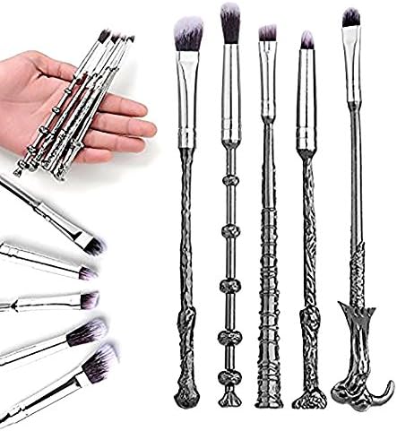Oskade 5pcs Wizard Wand Vanity Makeup Brush Metal Handle Makeup Brushes Eye Shadow Brushes