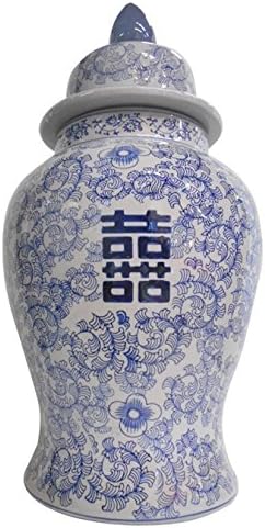 Large Blue and White Jars with Double Happiness Design